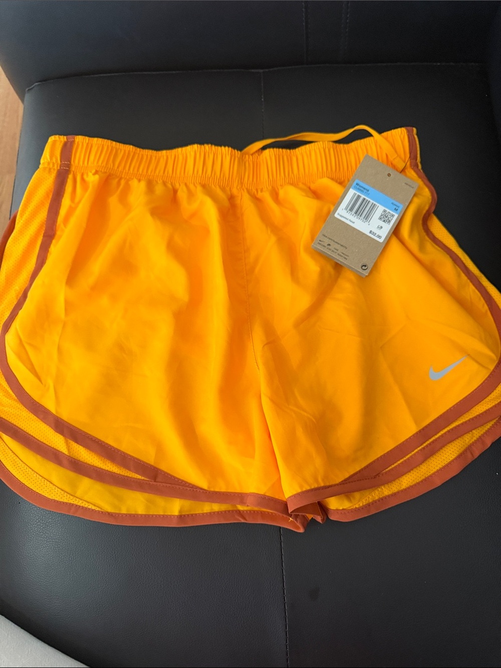 Nike Women’s Bright Orange Athletic Shorts with Rust Trim